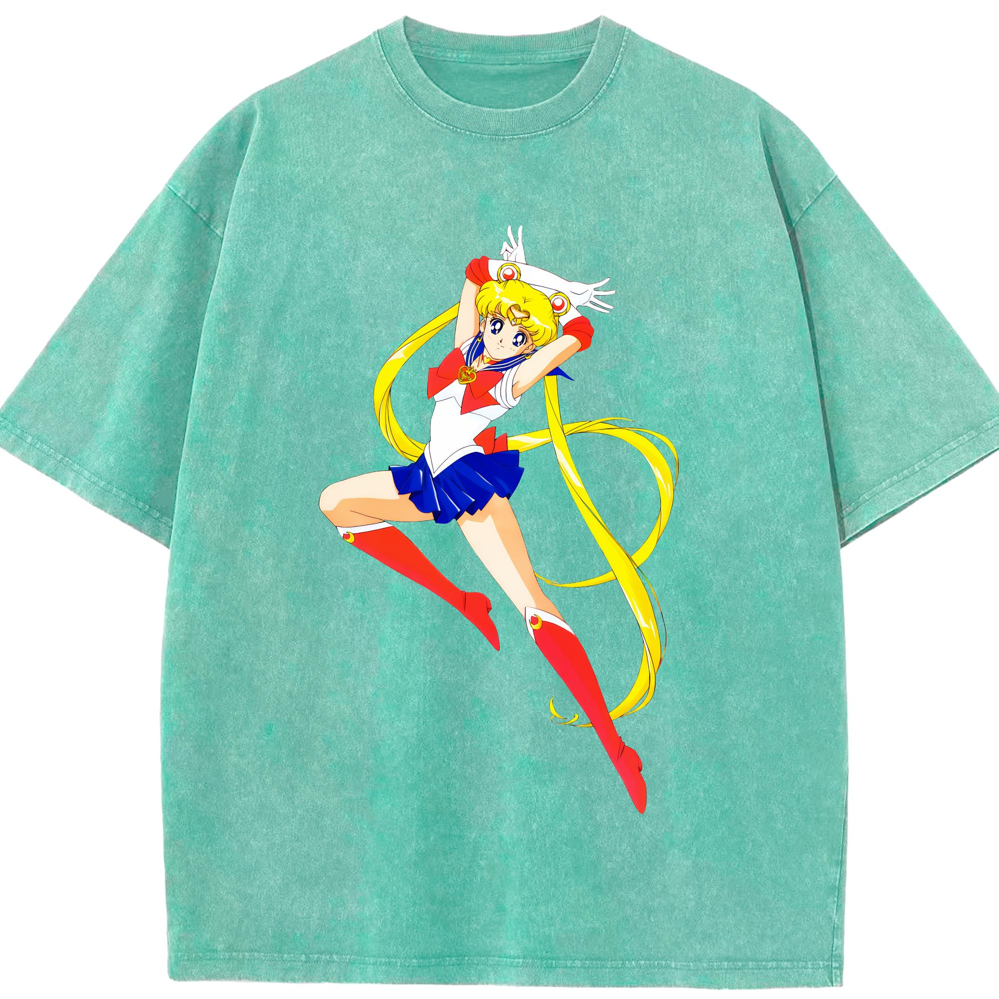 （画像用） 美少女戦士セーラームーン 月野 うさぎ つきの うさぎ Sailor Moon Tsukino Usagi 綿100% ヴィンテージ風 半袖Tシャツ（フロントプリント）